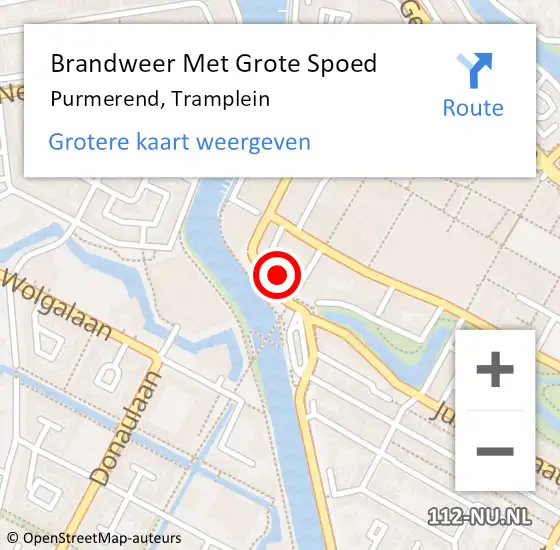 Locatie op kaart van de 112 melding: Brandweer Met Grote Spoed Naar Purmerend, Tramplein op 17 augustus 2024 00:03