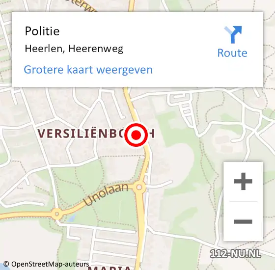 Locatie op kaart van de 112 melding: Politie Heerlen, Heerenweg op 17 augustus 2024 00:04