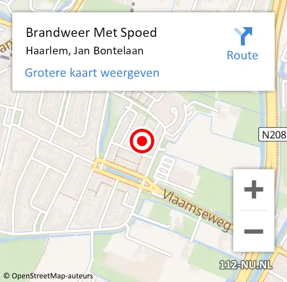 Locatie op kaart van de 112 melding: Brandweer Met Spoed Naar Haarlem, Jan Bontelaan op 17 augustus 2024 00:33