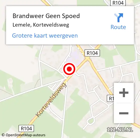 Locatie op kaart van de 112 melding: Brandweer Geen Spoed Naar Lemele, Korteveldsweg op 17 augustus 2024 00:50