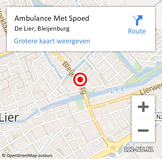 Locatie op kaart van de 112 melding: Ambulance Met Spoed Naar De Lier, Bleijenburg op 17 augustus 2024 01:05