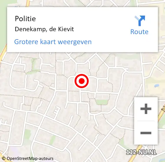 Locatie op kaart van de 112 melding: Politie Denekamp, de Kievit op 17 augustus 2024 01:31