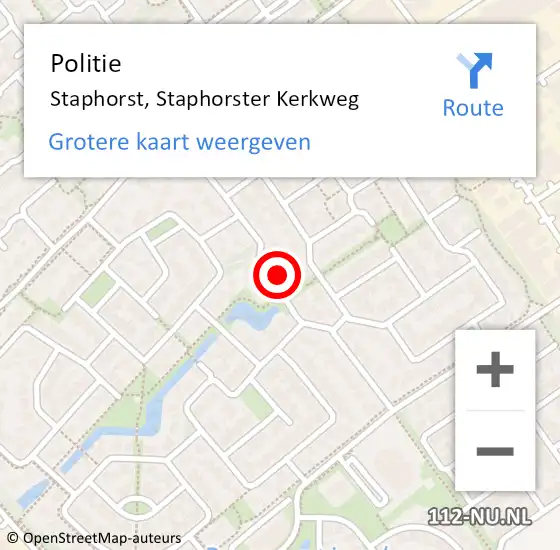 Locatie op kaart van de 112 melding: Politie Staphorst, Staphorster Kerkweg op 17 augustus 2024 02:21