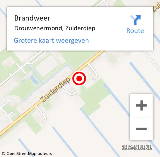 Locatie op kaart van de 112 melding: Brandweer Drouwenermond, Zuiderdiep op 17 augustus 2024 02:27