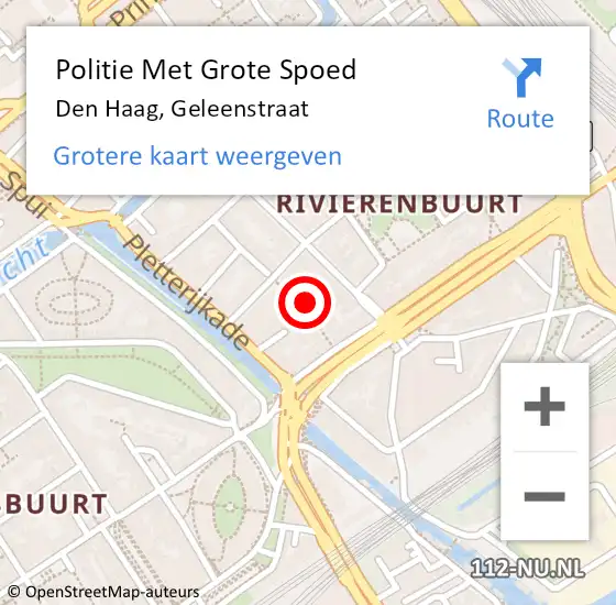 Locatie op kaart van de 112 melding: Politie Met Grote Spoed Naar Den Haag, Geleenstraat op 17 augustus 2024 02:29