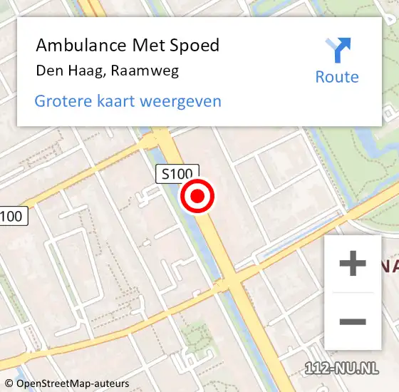 Locatie op kaart van de 112 melding: Ambulance Met Spoed Naar Den Haag, Raamweg op 17 augustus 2024 05:56