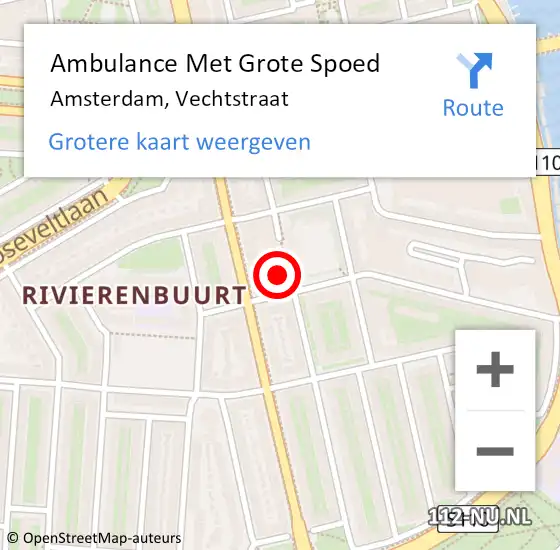 Locatie op kaart van de 112 melding: Ambulance Met Grote Spoed Naar Amsterdam, Vechtstraat op 17 augustus 2024 07:03