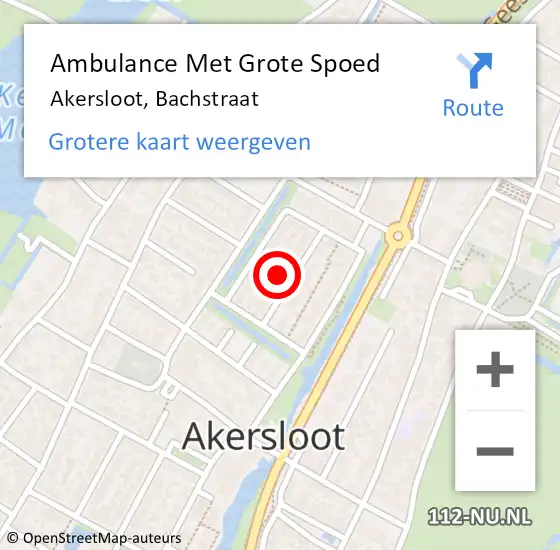 Locatie op kaart van de 112 melding: Ambulance Met Grote Spoed Naar Akersloot, Bachstraat op 17 augustus 2024 07:49