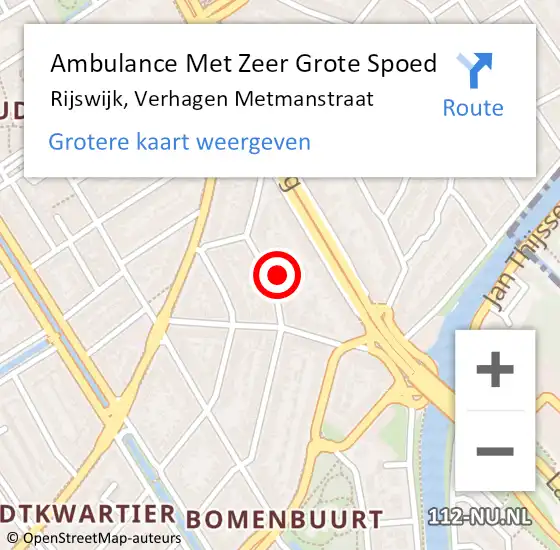 Locatie op kaart van de 112 melding: Ambulance Met Zeer Grote Spoed Naar Rijswijk, Verhagen Metmanstraat op 17 augustus 2024 07:53