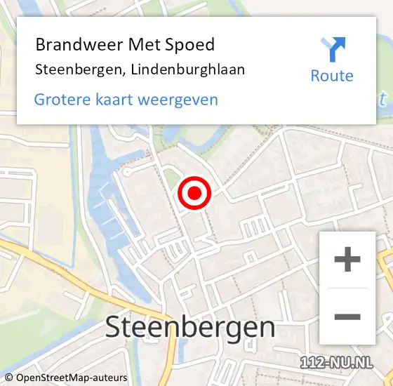 Locatie op kaart van de 112 melding: Brandweer Met Spoed Naar Steenbergen, Lindenburghlaan op 17 augustus 2024 07:57