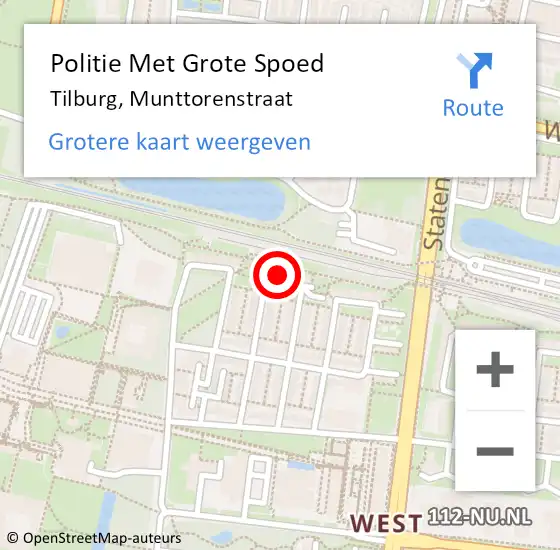 Locatie op kaart van de 112 melding: Politie Met Grote Spoed Naar Tilburg, Munttorenstraat op 17 augustus 2024 09:06