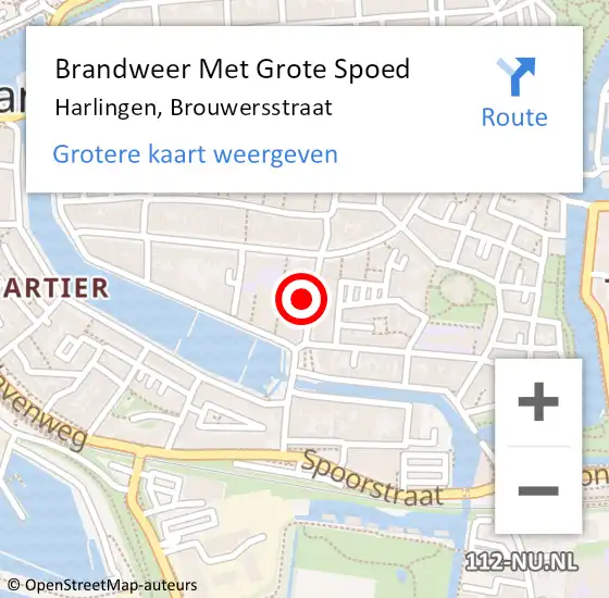 Locatie op kaart van de 112 melding: Brandweer Met Grote Spoed Naar Harlingen, Brouwersstraat op 17 augustus 2024 09:34