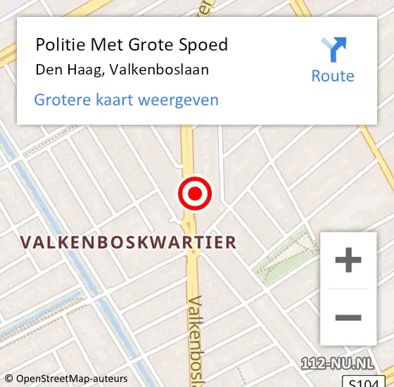 Locatie op kaart van de 112 melding: Politie Met Grote Spoed Naar Den Haag, Valkenboslaan op 17 augustus 2024 10:21