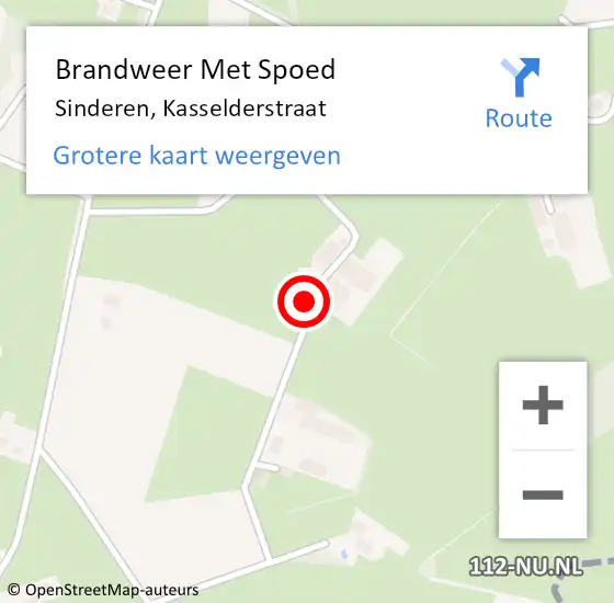 Locatie op kaart van de 112 melding: Brandweer Met Spoed Naar Sinderen, Kasselderstraat op 17 augustus 2024 10:26