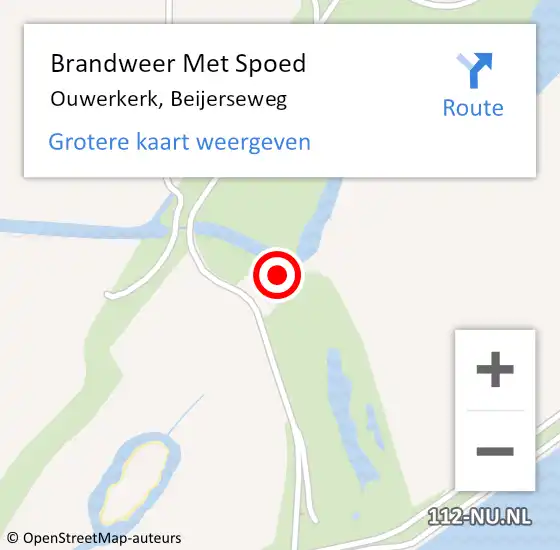 Locatie op kaart van de 112 melding: Brandweer Met Spoed Naar Ouwerkerk, Beijerseweg op 17 augustus 2024 10:28