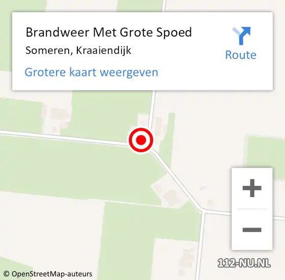 Locatie op kaart van de 112 melding: Brandweer Met Grote Spoed Naar Someren, Kraaiendijk op 17 augustus 2024 10:54