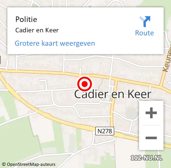 Locatie op kaart van de 112 melding: Politie Cadier en Keer op 17 augustus 2024 11:00