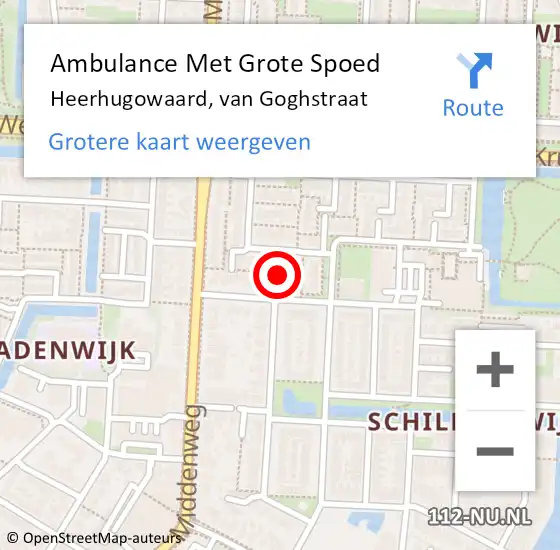 Locatie op kaart van de 112 melding: Ambulance Met Grote Spoed Naar Heerhugowaard, van Goghstraat op 17 augustus 2024 11:00