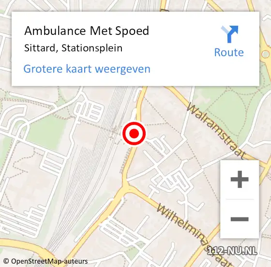 Locatie op kaart van de 112 melding: Ambulance Met Spoed Naar Sittard, Stationsplein op 17 augustus 2024 11:05