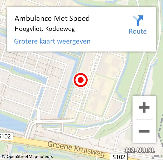 Locatie op kaart van de 112 melding: Ambulance Met Spoed Naar Hoogvliet, Koddeweg op 17 augustus 2024 11:05