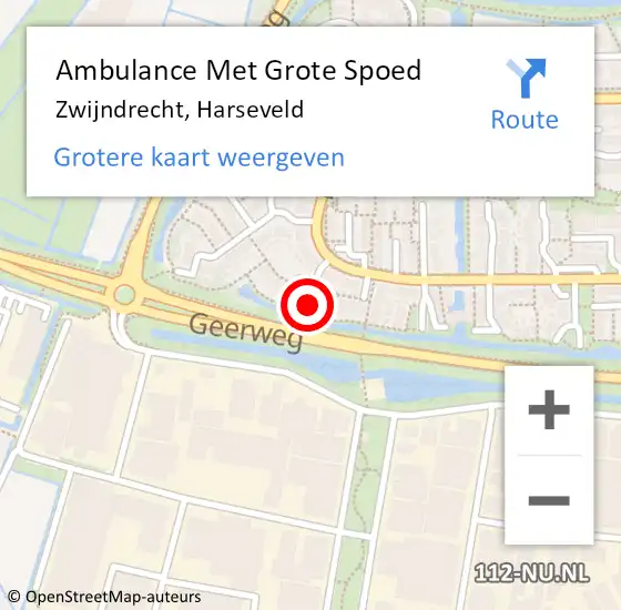 Locatie op kaart van de 112 melding: Ambulance Met Grote Spoed Naar Zwijndrecht, Harseveld op 17 augustus 2024 11:07
