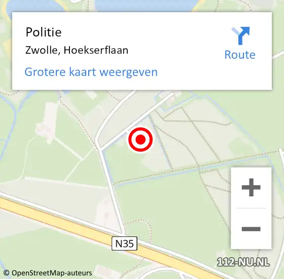 Locatie op kaart van de 112 melding: Politie Zwolle, Hoekserflaan op 17 augustus 2024 11:15