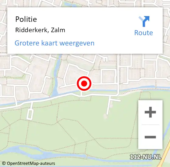 Locatie op kaart van de 112 melding: Politie Ridderkerk, Zalm op 17 augustus 2024 11:18