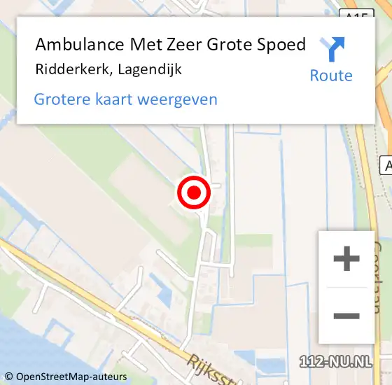 Locatie op kaart van de 112 melding: Ambulance Met Zeer Grote Spoed Naar Ridderkerk, Lagendijk op 17 augustus 2024 11:20