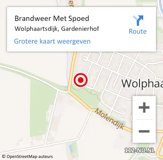 Locatie op kaart van de 112 melding: Brandweer Met Spoed Naar Wolphaartsdijk, Gardenierhof op 17 augustus 2024 11:28