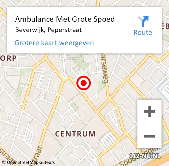 Locatie op kaart van de 112 melding: Ambulance Met Grote Spoed Naar Beverwijk, Peperstraat op 17 augustus 2024 11:30