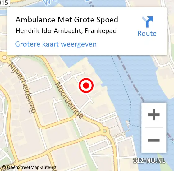 Locatie op kaart van de 112 melding: Ambulance Met Grote Spoed Naar Hendrik-Ido-Ambacht, Frankepad op 17 augustus 2024 11:31