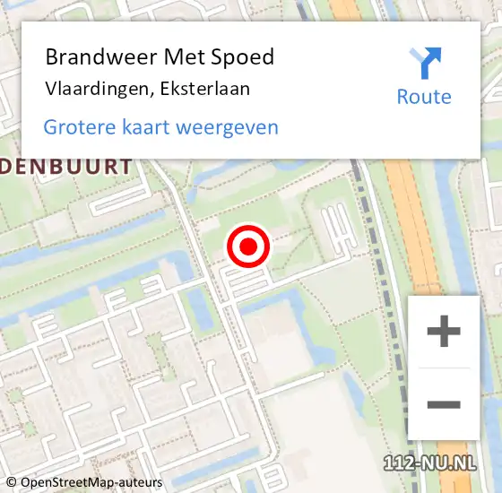 Locatie op kaart van de 112 melding: Brandweer Met Spoed Naar Vlaardingen, Eksterlaan op 17 augustus 2024 11:37