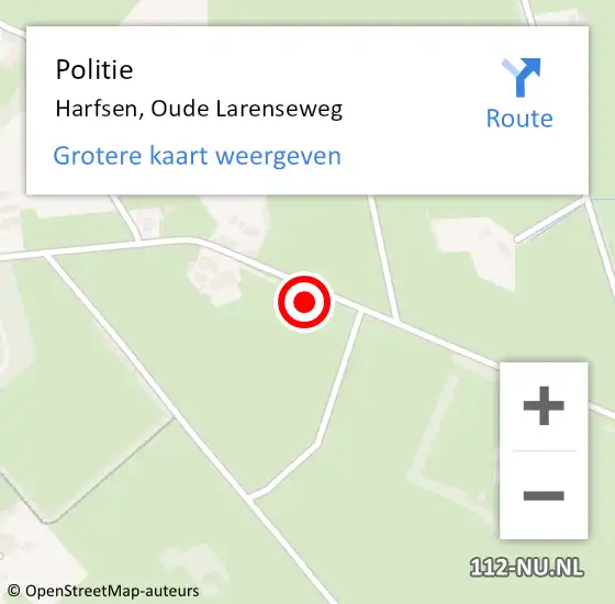 Locatie op kaart van de 112 melding: Politie Harfsen, Oude Larenseweg op 17 augustus 2024 11:37