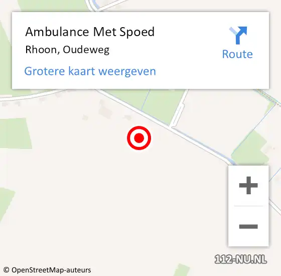 Locatie op kaart van de 112 melding: Ambulance Met Spoed Naar Rhoon, Oudeweg op 17 augustus 2024 11:44