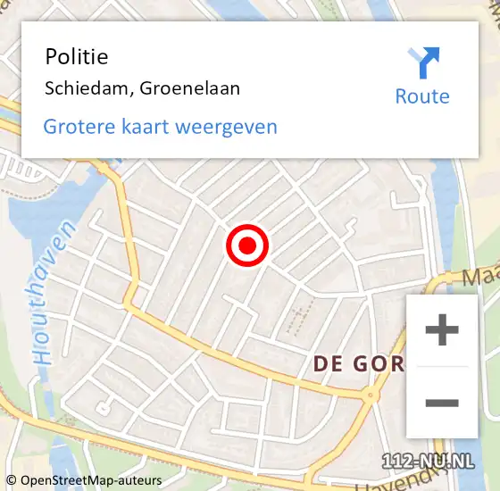 Locatie op kaart van de 112 melding: Politie Schiedam, Groenelaan op 17 augustus 2024 11:47