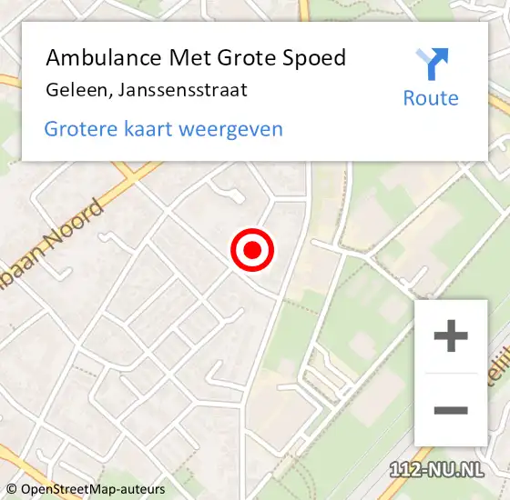 Locatie op kaart van de 112 melding: Ambulance Met Grote Spoed Naar Geleen, Janssensstraat op 16 oktober 2014 15:49