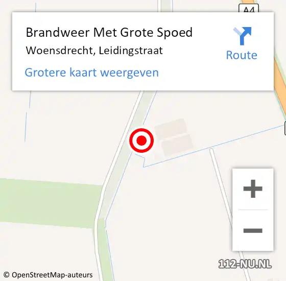 Locatie op kaart van de 112 melding: Brandweer Met Grote Spoed Naar Woensdrecht, Leidingstraat op 17 augustus 2024 11:55