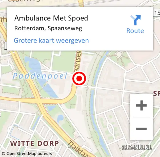 Locatie op kaart van de 112 melding: Ambulance Met Spoed Naar Rotterdam, Spaanseweg op 17 augustus 2024 12:05