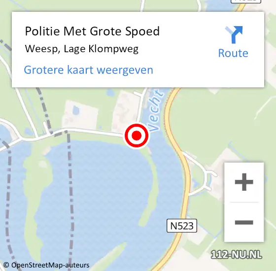 Locatie op kaart van de 112 melding: Politie Met Grote Spoed Naar Weesp, Lage Klompweg op 17 augustus 2024 12:12