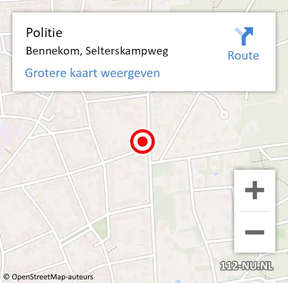 Locatie op kaart van de 112 melding: Politie Bennekom, Selterskampweg op 17 augustus 2024 12:17