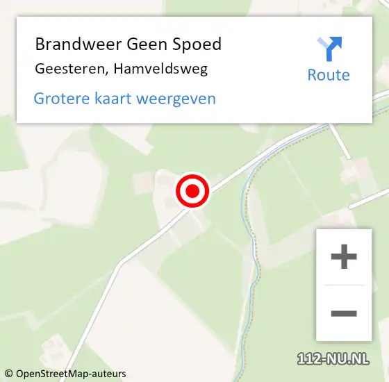 Locatie op kaart van de 112 melding: Brandweer Geen Spoed Naar Geesteren, Hamveldsweg op 17 augustus 2024 12:27