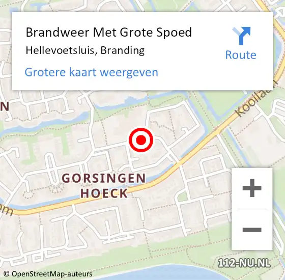 Locatie op kaart van de 112 melding: Brandweer Met Grote Spoed Naar Hellevoetsluis, Branding op 17 augustus 2024 12:28