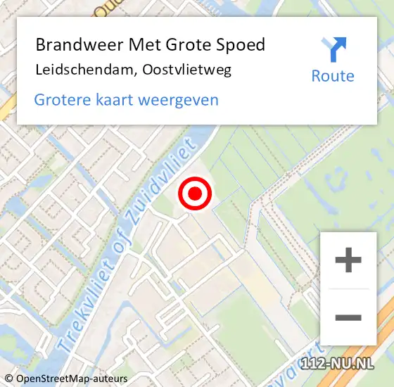 Locatie op kaart van de 112 melding: Brandweer Met Grote Spoed Naar Leidschendam, Oostvlietweg op 17 augustus 2024 12:32