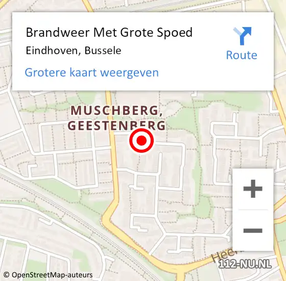 Locatie op kaart van de 112 melding: Brandweer Met Grote Spoed Naar Eindhoven, Bussele op 17 augustus 2024 12:35