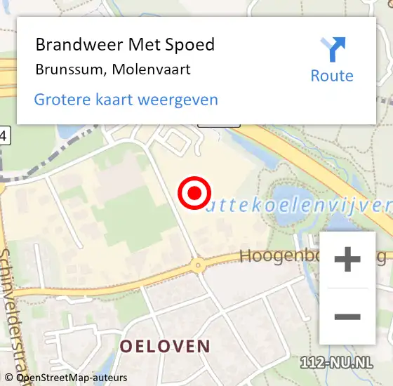 Locatie op kaart van de 112 melding: Brandweer Met Spoed Naar Brunssum, Molenvaart op 17 augustus 2024 12:38