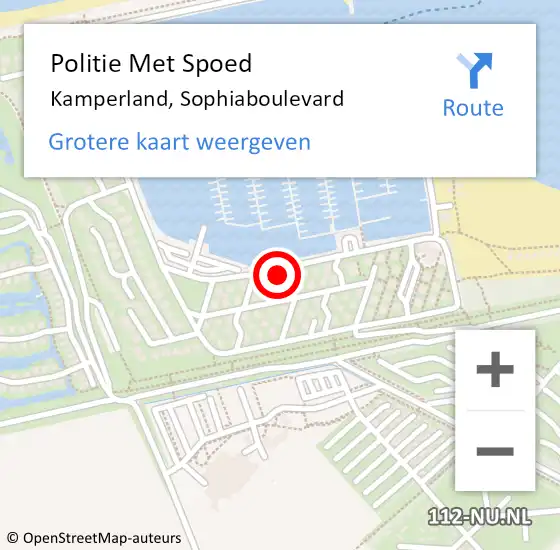 Locatie op kaart van de 112 melding: Politie Met Spoed Naar Kamperland, Sophiaboulevard op 17 augustus 2024 12:45