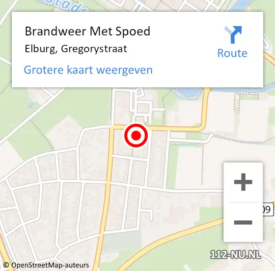 Locatie op kaart van de 112 melding: Brandweer Met Spoed Naar Elburg, Gregorystraat op 17 augustus 2024 12:52