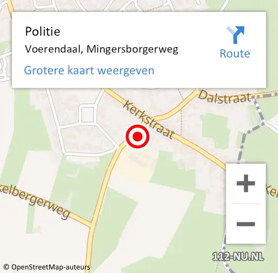 Locatie op kaart van de 112 melding: Politie Voerendaal, Mingersborgerweg op 17 augustus 2024 12:53