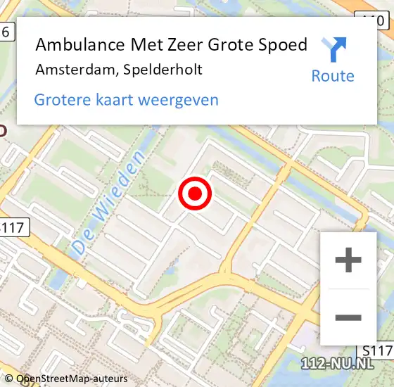 Locatie op kaart van de 112 melding: Ambulance Met Zeer Grote Spoed Naar Amsterdam, Spelderholt op 17 augustus 2024 13:20