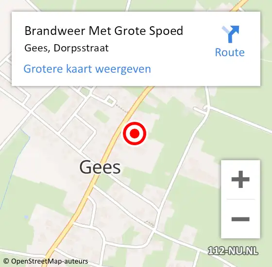 Locatie op kaart van de 112 melding: Brandweer Met Grote Spoed Naar Gees, Dorpsstraat op 17 augustus 2024 13:20